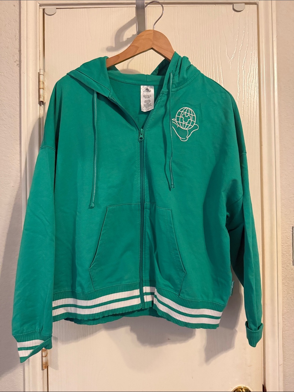 Womens Green Disney World Zip-Up Hoodie Jacket